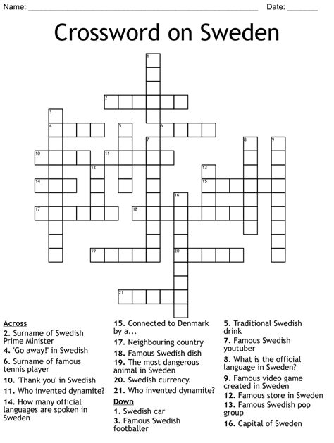 capital of sweden (9) Crossword Clue .